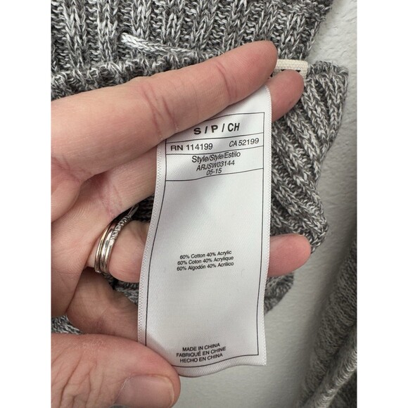 Roxy Women's Marled Gray Hoodie Tunic Sweater Knit V Neck Pullover Small - Picture 8 of 12